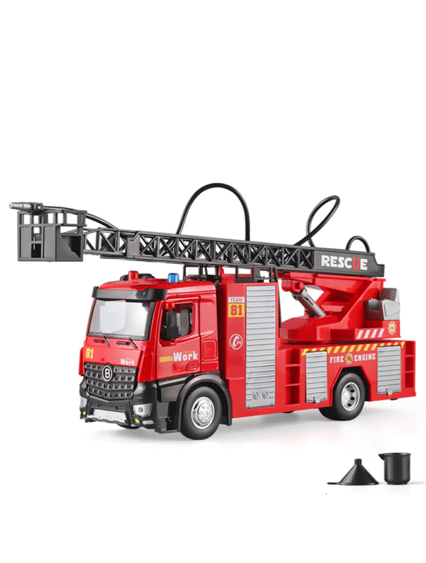 Машинка металлическая Jia Du Toys 1:16 «Пожарная» JD-8218, 27 см., инерционная, свет, звук / Красный