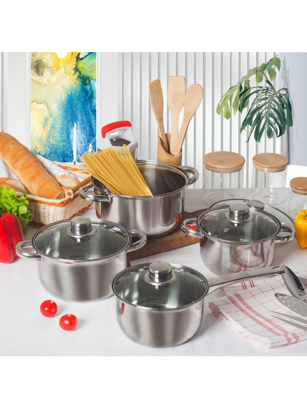 Кастрюля с крышкой из нержавеющей стали Доляна «Классика», 1,5 л, d=17,5 см