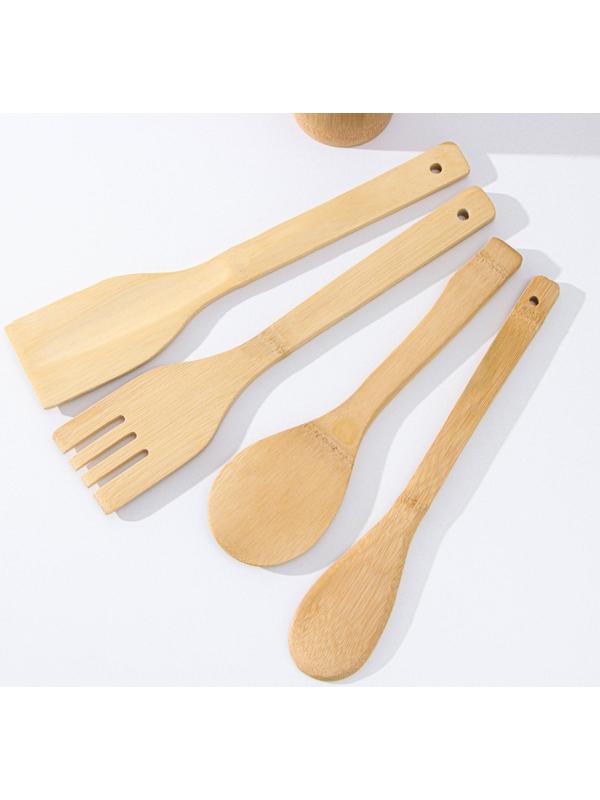 Набор кухонных принадлежностей Доляна «Дуновение леса», 4 предмета на подставке: 2 лопатки, 2 ложки