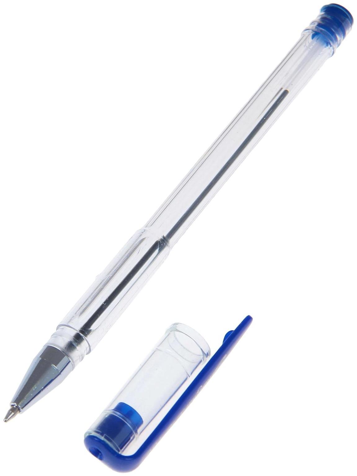 Ручка шариковая 0,5 мм, стержень синий, корпус прозрачный А-100