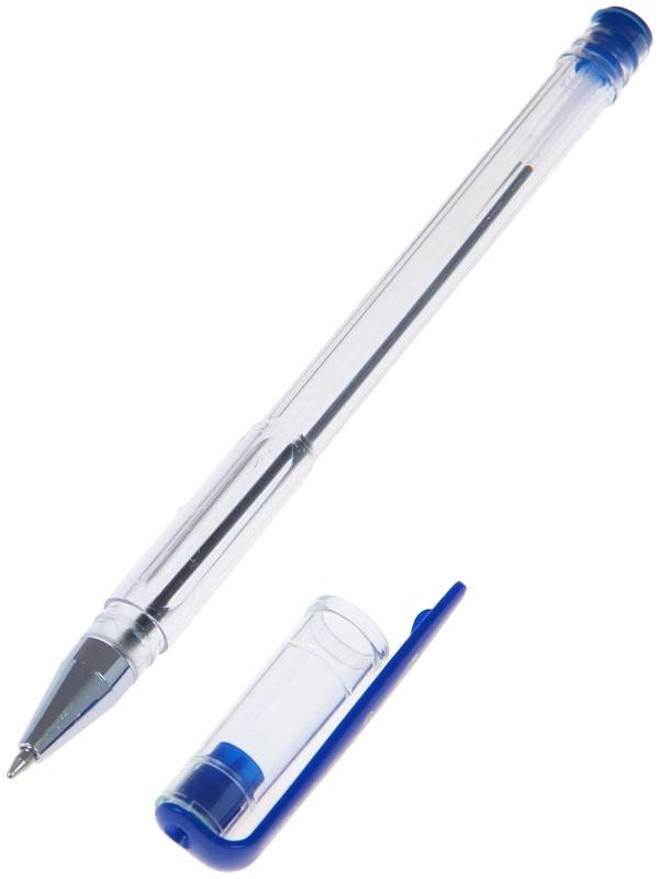Ручка шариковая 0,5 мм, стержень синий, корпус прозрачный А-100
