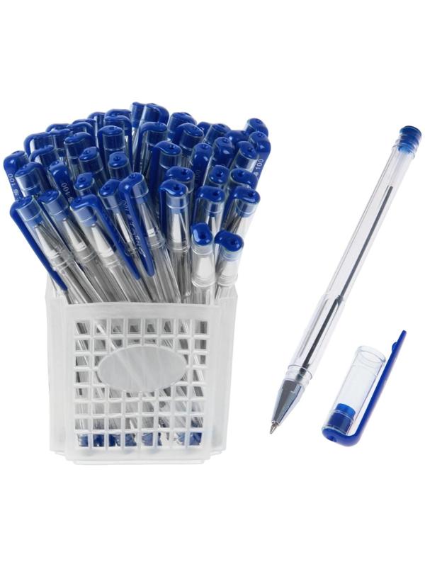 Ручка шариковая 0,5 мм, стержень синий, корпус прозрачный А-100