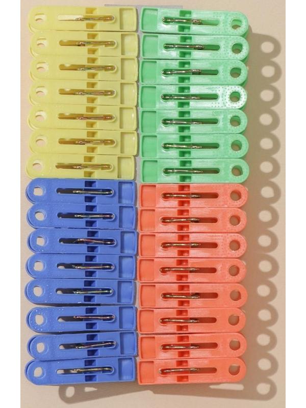 Прищепки бельевые, 5 см, 30 шт, цвет МИКС