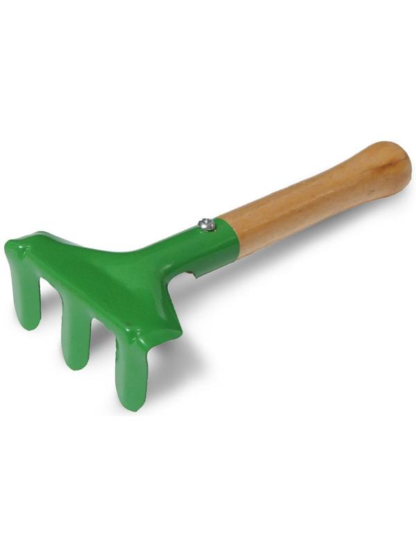 Набор садового инструмента, 3 предмета: грабли, совок, лопатка, длина 20 см, деревянная ручка