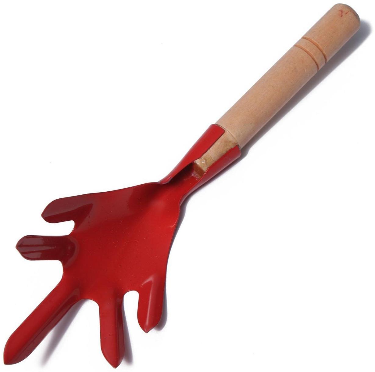 Набор садового инструмента, 3 предмета: совок, рыхлитель, вилка, длина 28 см, деревянные ручки