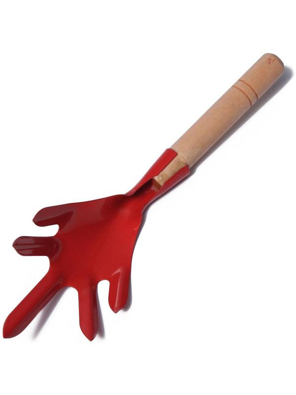 Набор садового инструмента, 3 предмета: совок, рыхлитель, вилка, длина 28 см, деревянные ручки