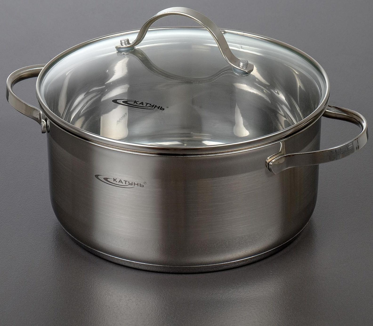 Кастрюля «Альта», 4,2 л, d=22 см, капсульное дно, стеклянная крышка, индукция