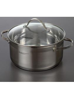 Кастрюля «Альта», 4,2 л, d=22 см, капсульное дно, стеклянная крышка, индукция