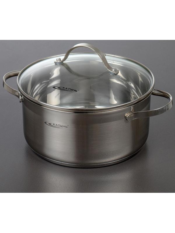 Кастрюля «Альта», 4,2 л, d=22 см, капсульное дно, стеклянная крышка, индукция