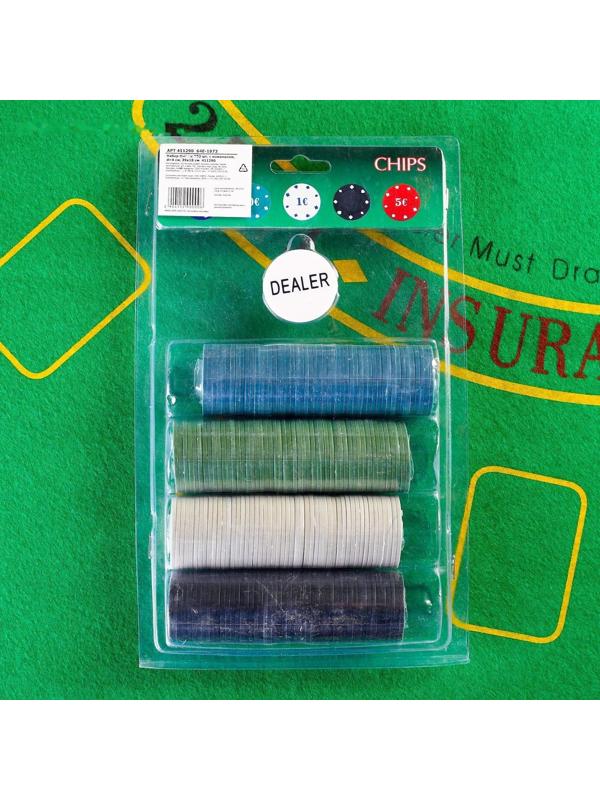 Набор фишек 200 шт, с номиналом, d-4 см, 29 х 18 см