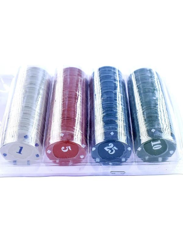 Набор фишек 200 шт, с номиналом, d-4 см, 29 х 18 см