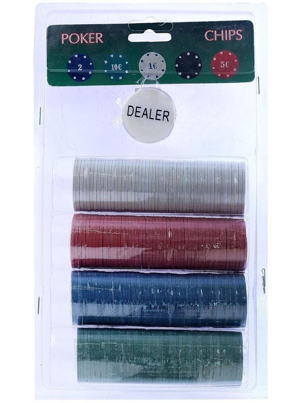 Набор фишек 200 шт, с номиналом, d-4 см, 29 х 18 см