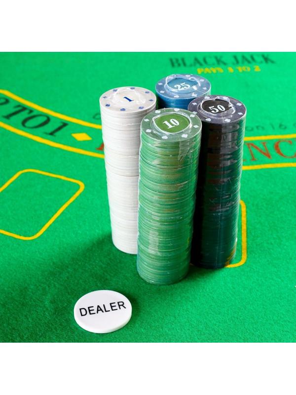 Набор фишек 200 шт, с номиналом, d-4 см, 29 х 18 см