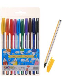 Набор ручек шариковых, 10 цветов, 