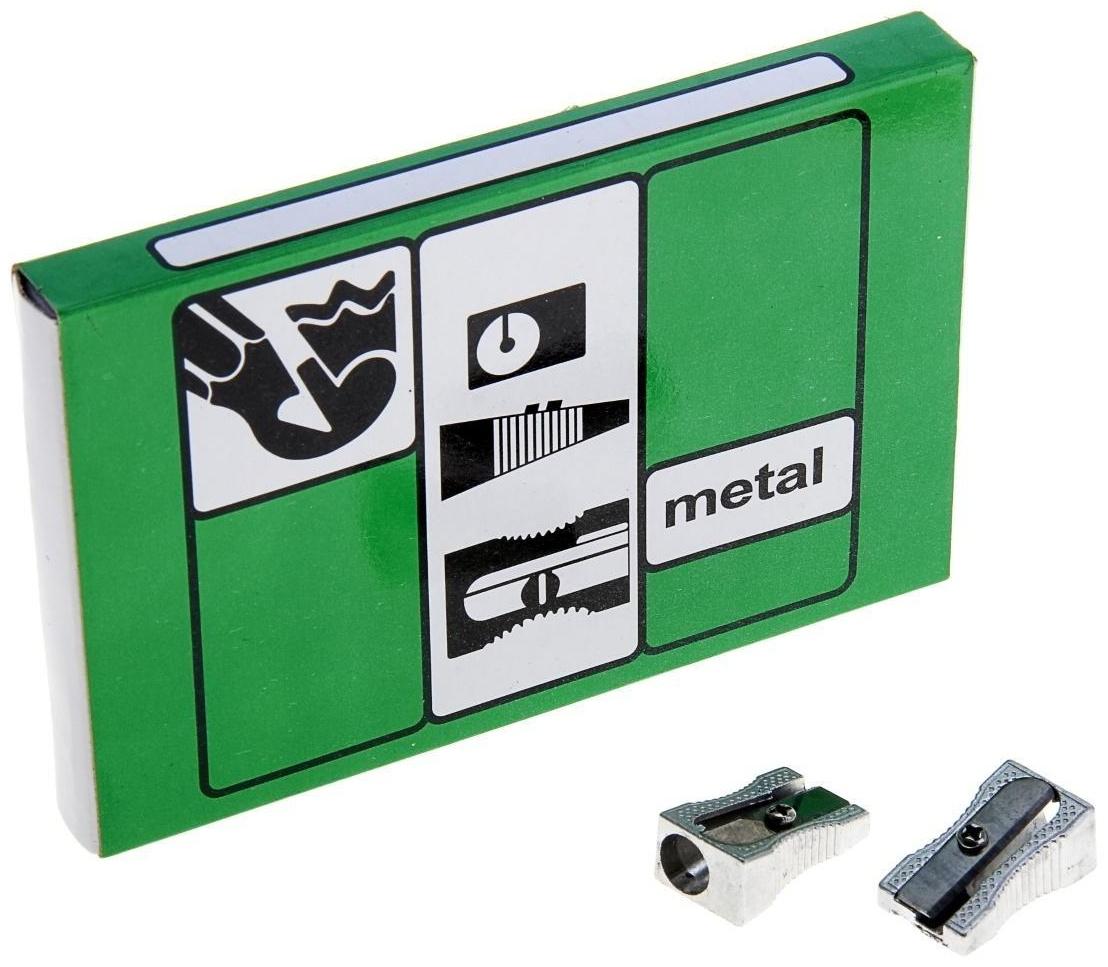 Точилка одинарная, металл, конус, корпус серебристый