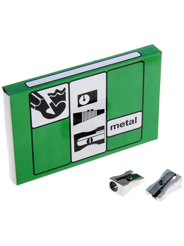 Точилка одинарная, металл, конус, корпус серебристый