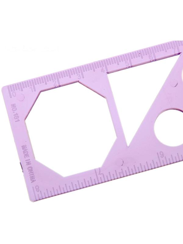 Линейка трафарет - транспортир, 3 в 1, 20 см, тонированная, флуоресцентная, МИКС