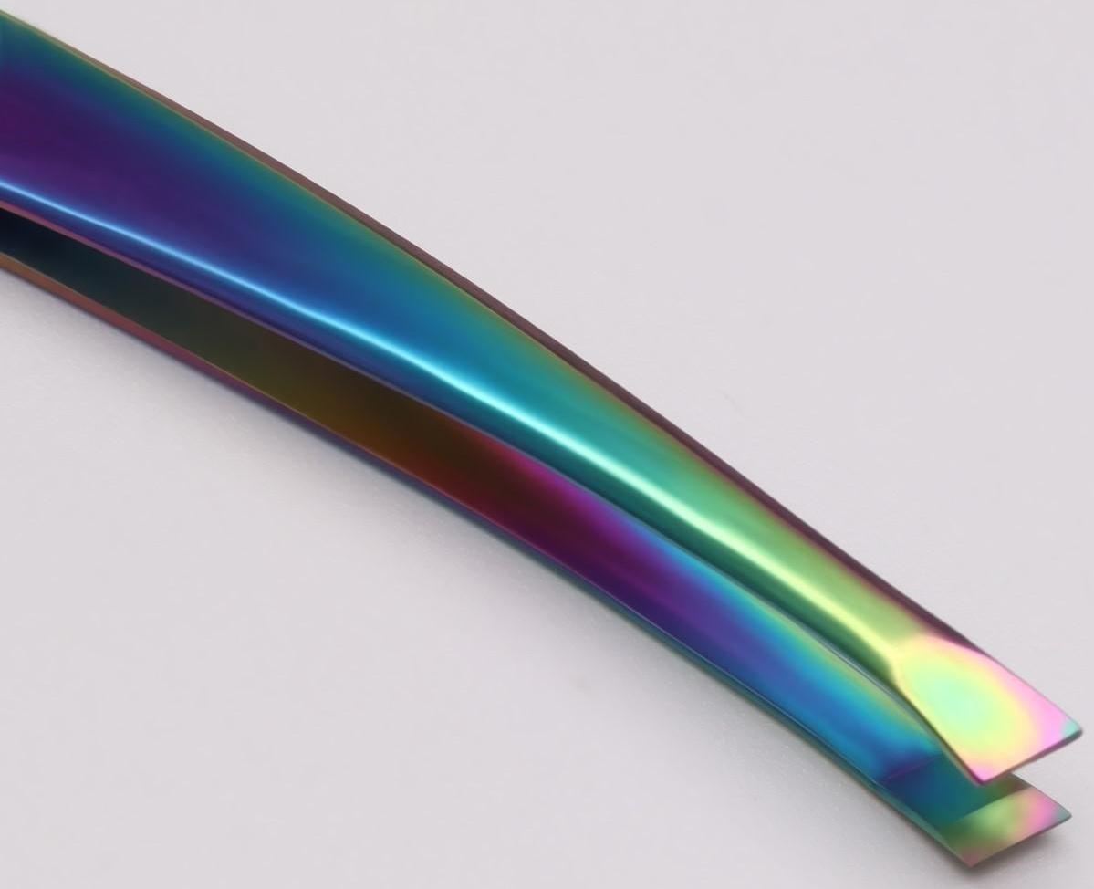 Пинцет скошенный, 9 см, цвет хамелеон