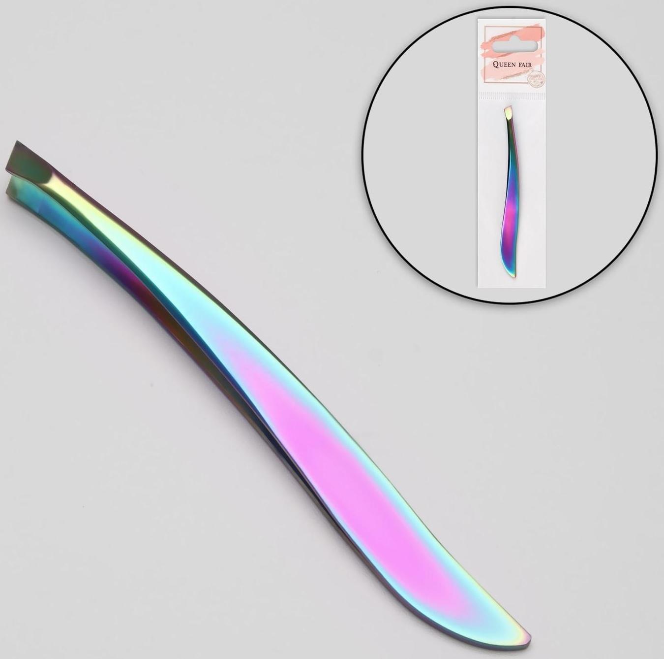 Пинцет скошенный, 9 см, цвет хамелеон