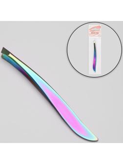 Пинцет скошенный, 9 см, цвет хамелеон