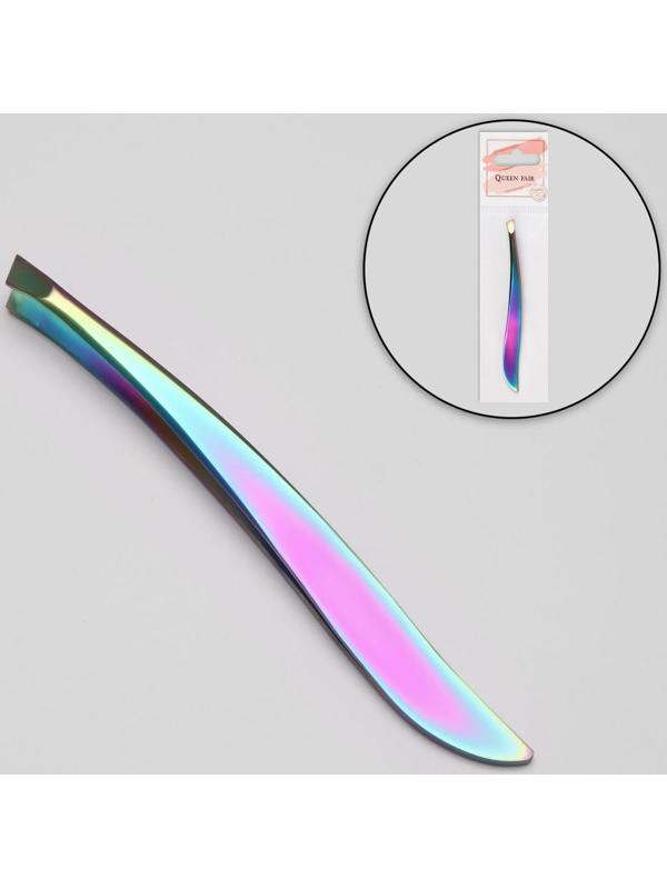 Пинцет скошенный, 9 см, цвет хамелеон