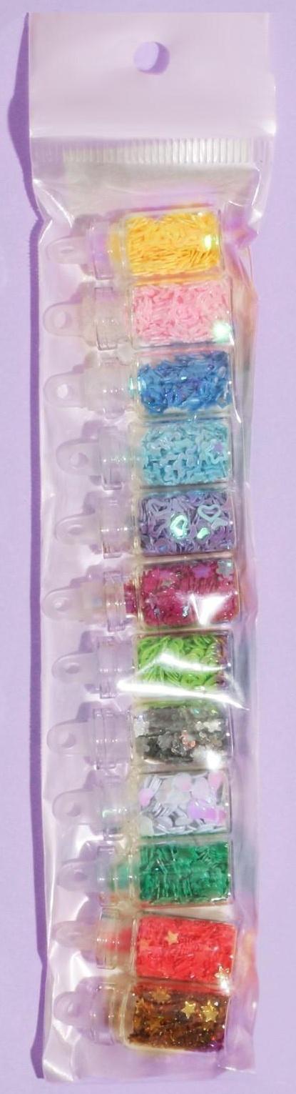 Пайетки для декора «Звёздочки, сердечки», 12 бутылочек, разноцветные