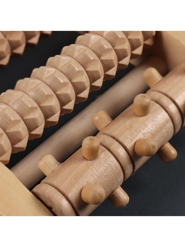 Массажёр «Барабаны», 5 рядов с шипами, 27 × 19 × 5 см, деревянный