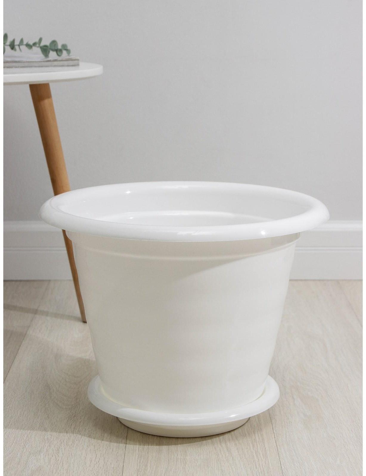 Горшок с поддоном «Виола», 16 л, цвет белый