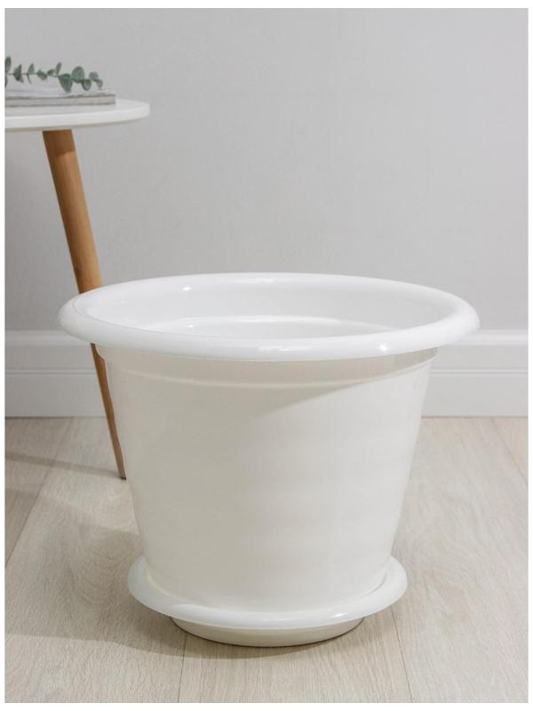 Горшок с поддоном «Виола», 16 л, цвет белый