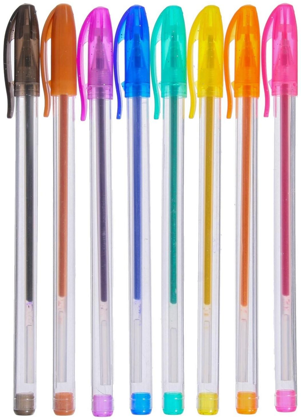 Набор гелевых ручек, 8 цветов, металлик, в блистере