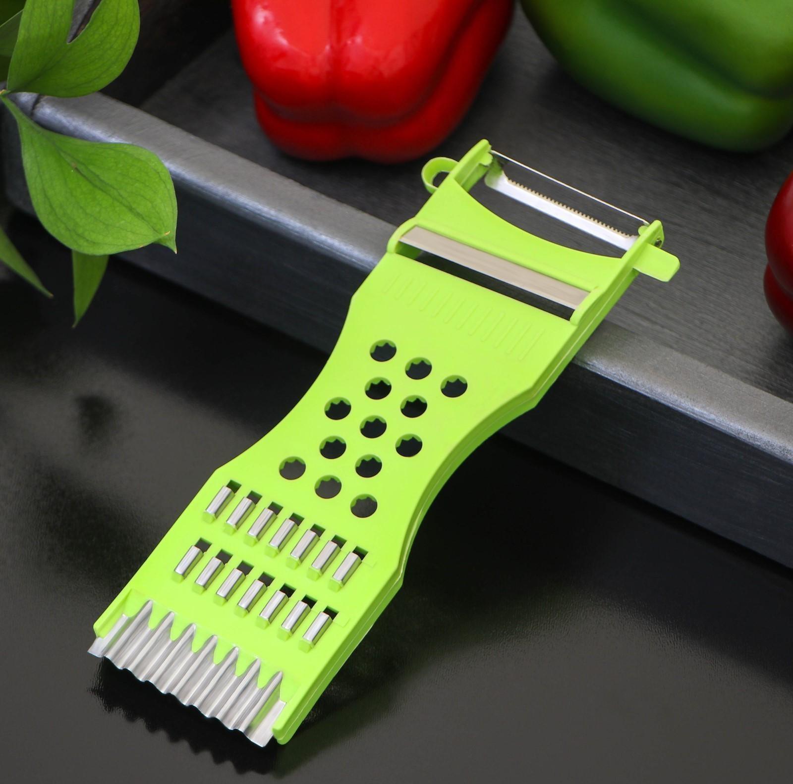 Овощечистка с тёркой и шинковкой Доляна, 17 см, цвет МИКС