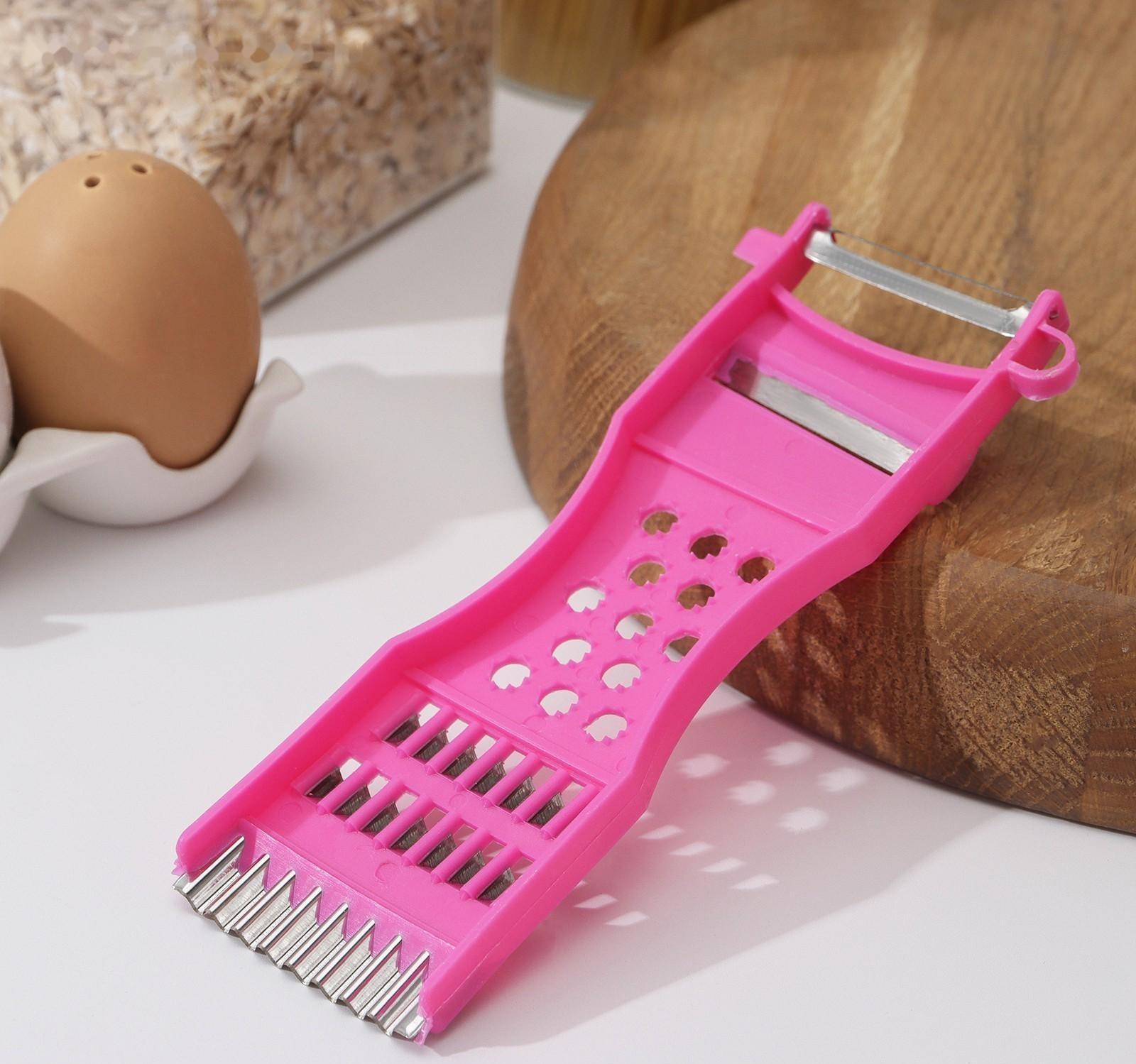 Овощечистка с тёркой и шинковкой Доляна, 17 см, цвет МИКС