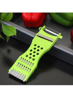 Овощечистка с тёркой и шинковкой Доляна, 17 см, цвет МИКС