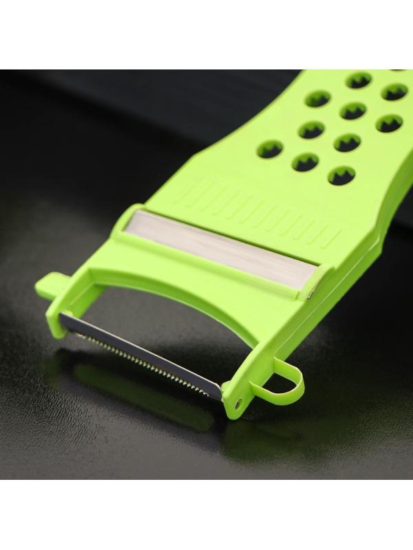 Овощечистка с тёркой и шинковкой Доляна, 17 см, цвет МИКС