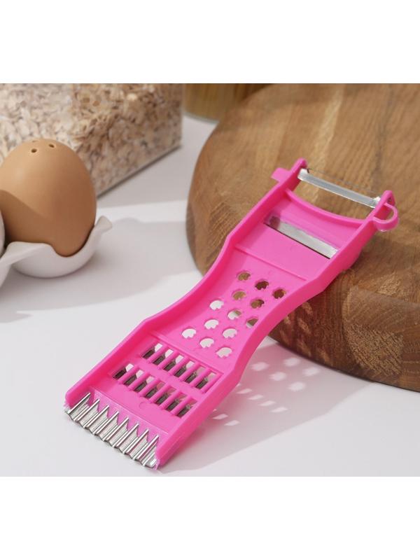 Овощечистка с тёркой и шинковкой Доляна, 17 см, цвет МИКС