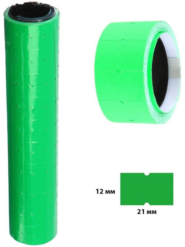 Ценники самоклеящиеся для этикет-пистолета, 12 х 21 мм, в 1 рулончике 200 штук, набор из 10 рулончиков, зелёный