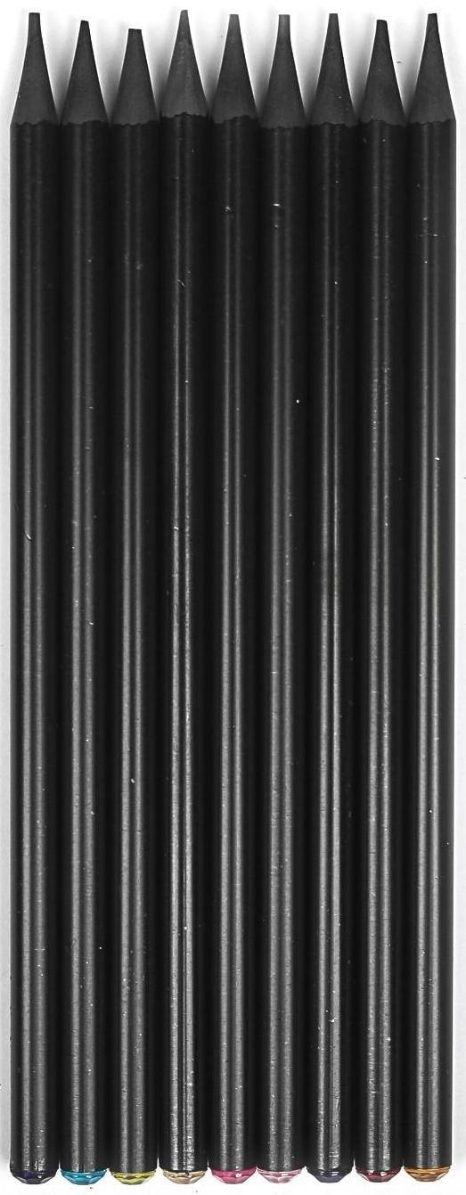Карандаш чернографитный твёрдость НВ, корпус чёрный, заточенный, со стразой из акрила, МИКС