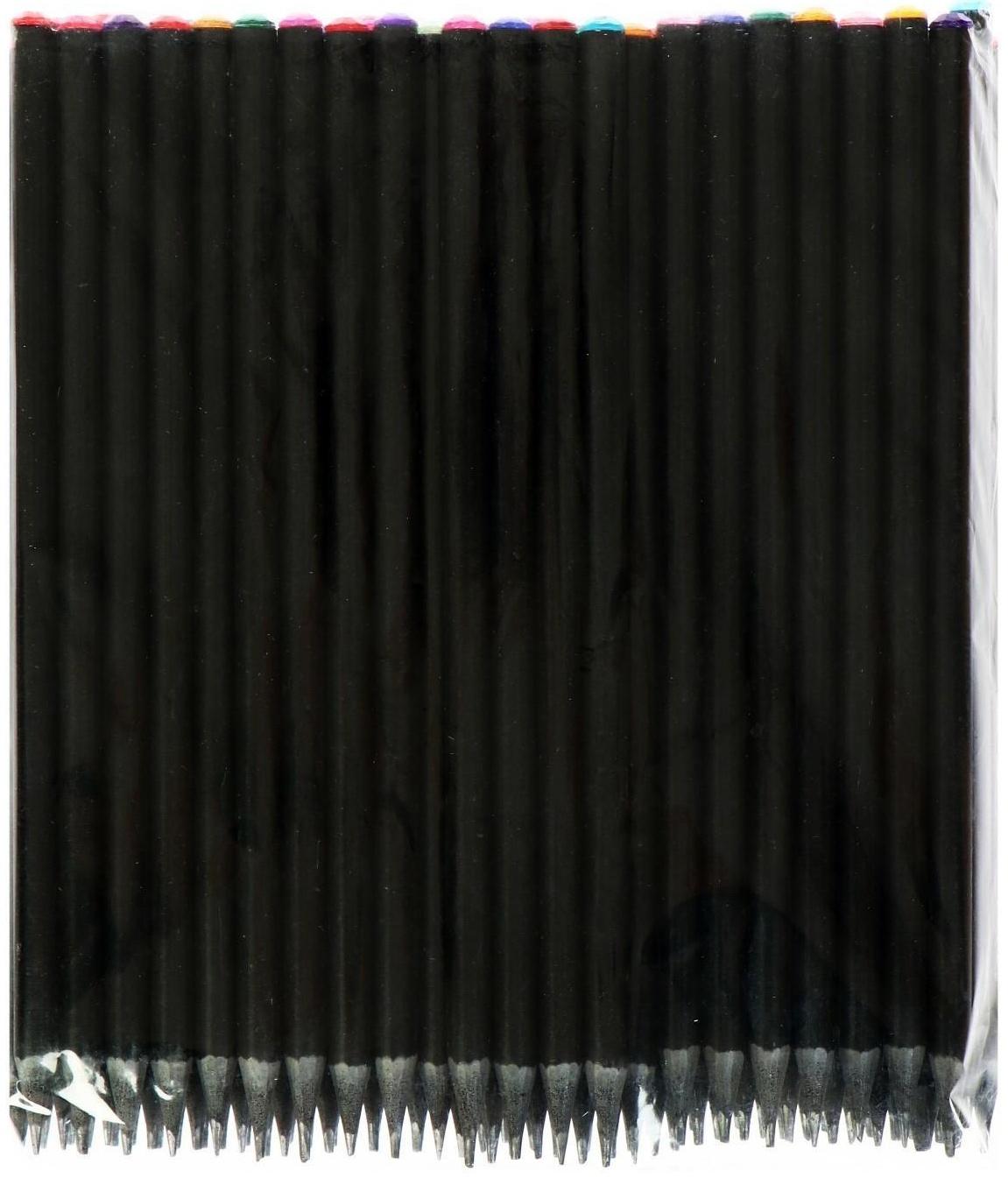 Карандаш чернографитный твёрдость НВ, корпус чёрный, заточенный, со стразой из акрила, МИКС