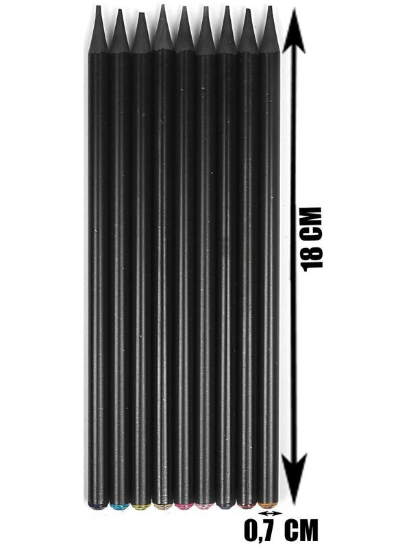 Карандаш чернографитный твёрдость НВ, корпус чёрный, заточенный, со стразой из акрила, МИКС