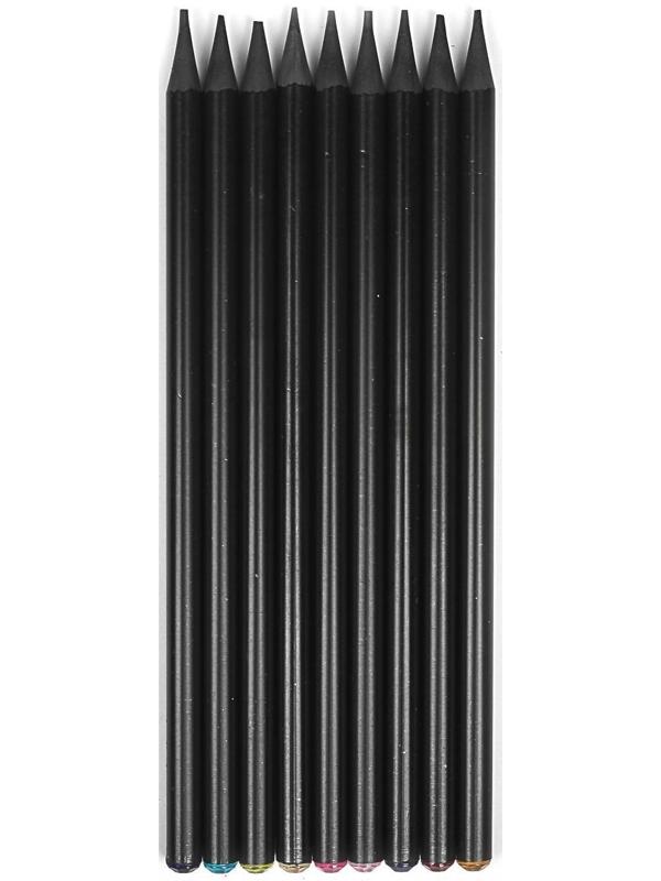 Карандаш чернографитный твёрдость НВ, корпус чёрный, заточенный, со стразой из акрила, МИКС