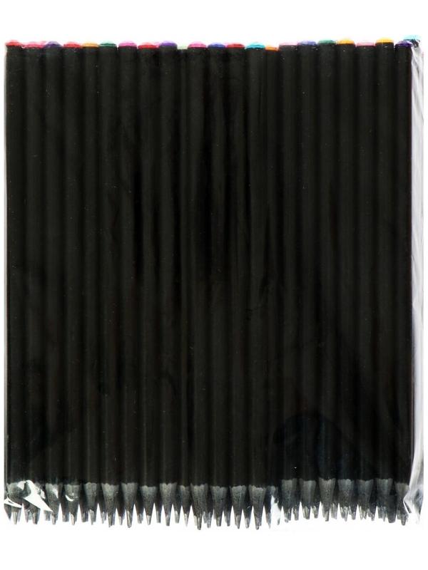 Карандаш чернографитный твёрдость НВ, корпус чёрный, заточенный, со стразой из акрила, МИКС