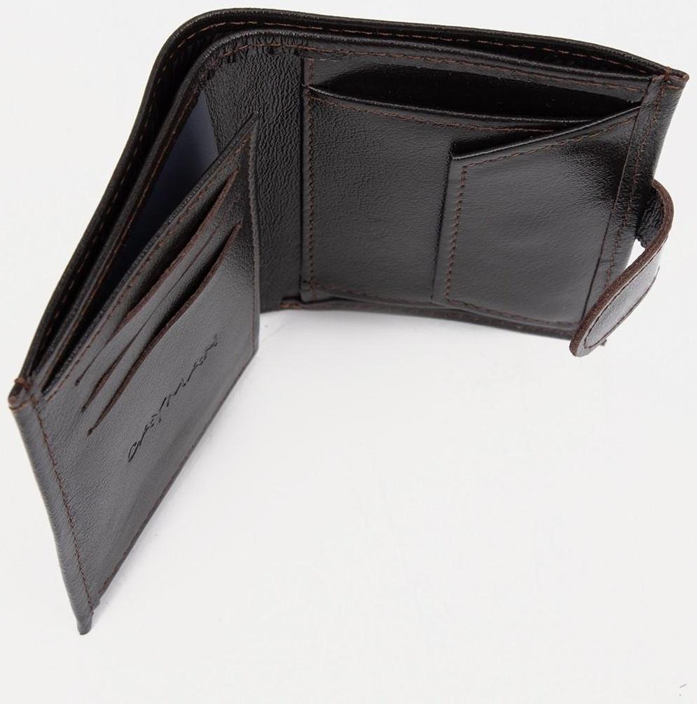 Портмоне на кнопке, отдел для автодокументов, цвет коричневый