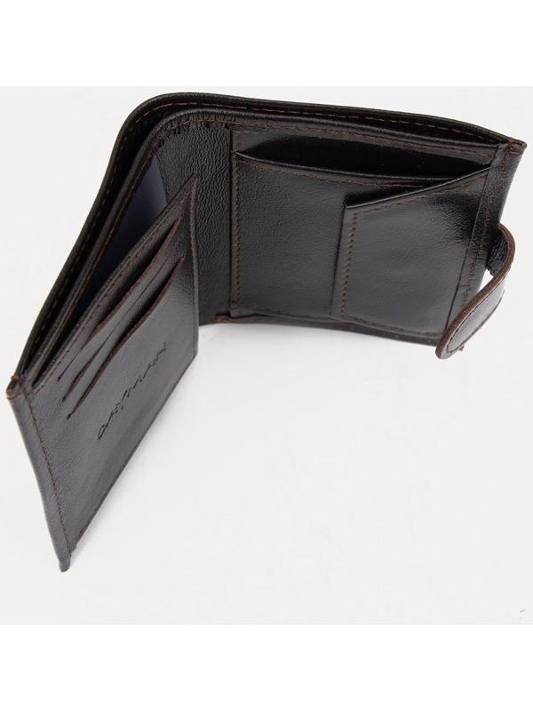 Портмоне на кнопке, отдел для автодокументов, цвет коричневый