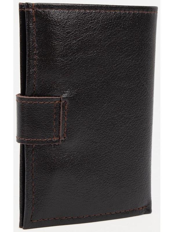 Портмоне на кнопке, отдел для автодокументов, цвет коричневый