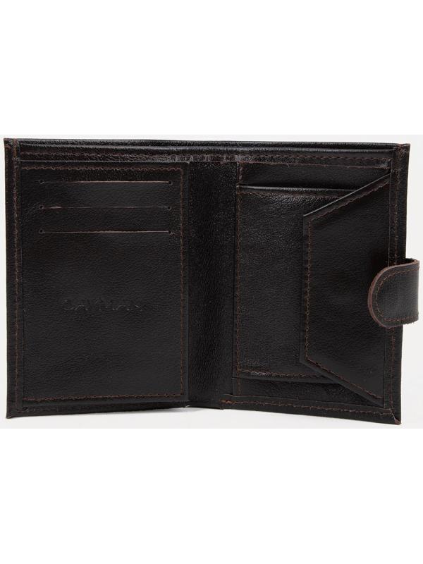 Портмоне на кнопке, отдел для автодокументов, цвет коричневый