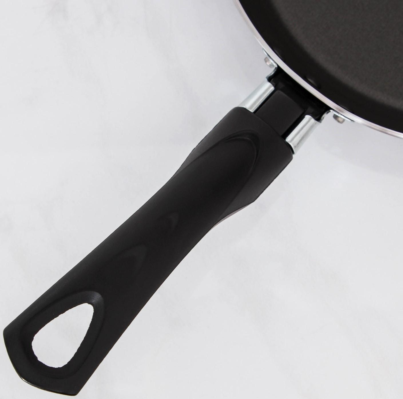 Сковорода Consul, d=20 см, стеклянная крышка, пластиковая ручка, антипригарное покрытие, цвет чёрный