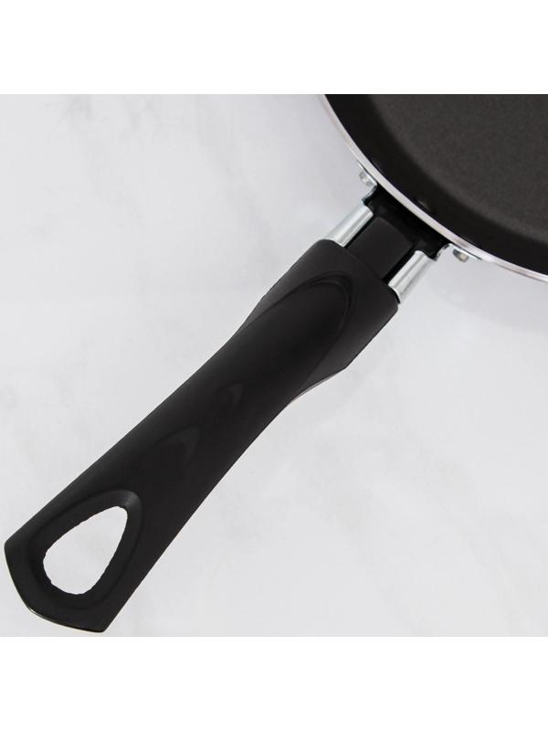 Сковорода Consul, d=20 см, стеклянная крышка, пластиковая ручка, антипригарное покрытие, цвет чёрный