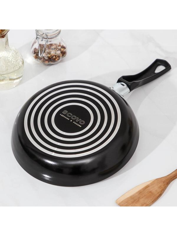 Сковорода Consul, d=20 см, стеклянная крышка, пластиковая ручка, антипригарное покрытие, цвет чёрный