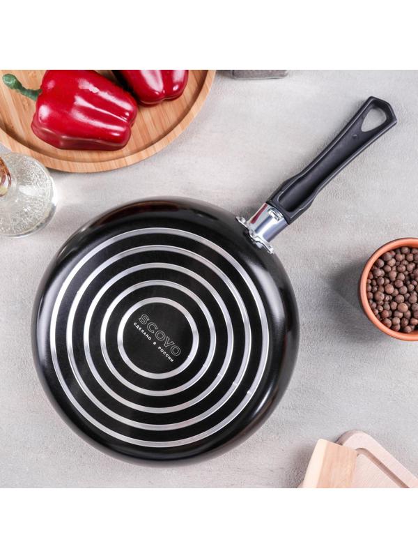 Сковорода Consul, d=24 см, стеклянная крышка, пластиковая ручка, антипригарное покрытие, цвет чёрный