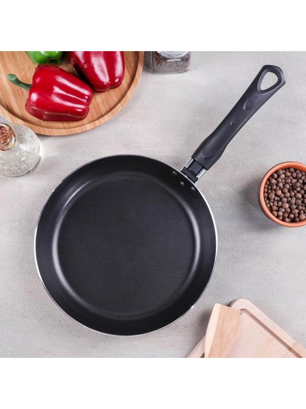 Сковорода Consul, d=24 см, стеклянная крышка, пластиковая ручка, антипригарное покрытие, цвет чёрный